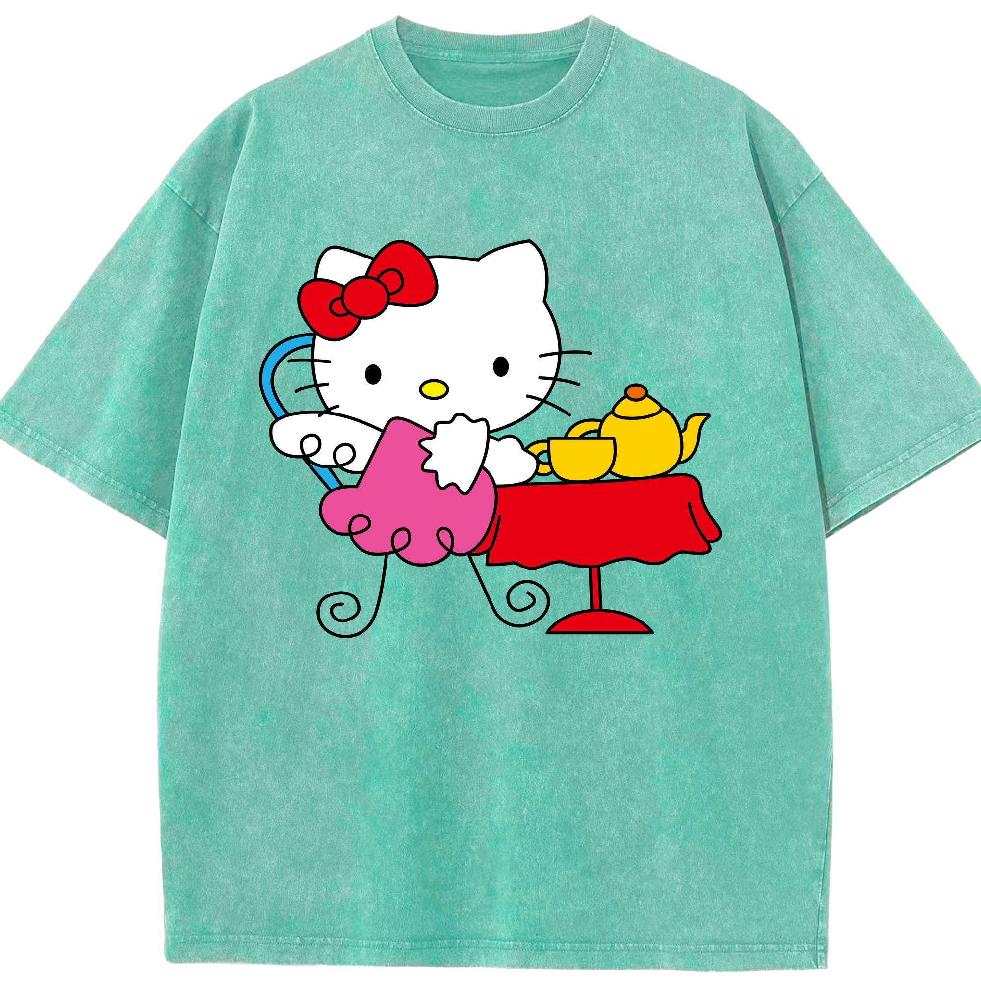 （画像用） Hello Kitty ハローキティ 綿100% ヴィンテージ風 半袖Tシャツ（フロントプリント）